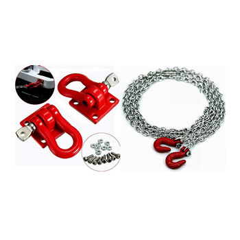 Tow Chain with Hook and Metal Red Trailer Buckle